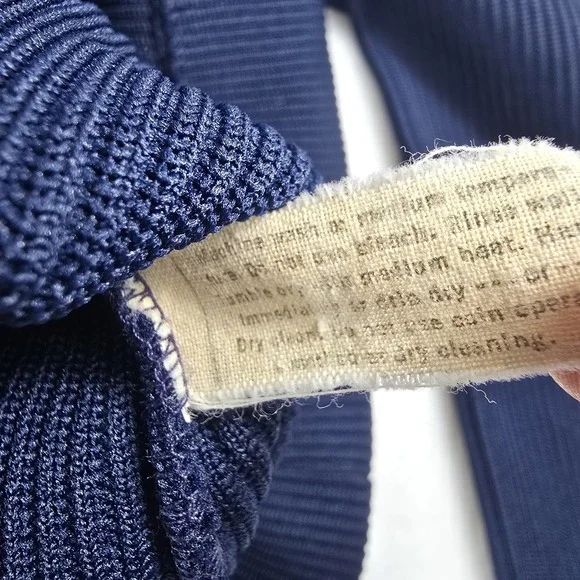 Vintage Miss Accent Act III Cardigan Sweater Navy Blue White Piping - Picture 5 of 7